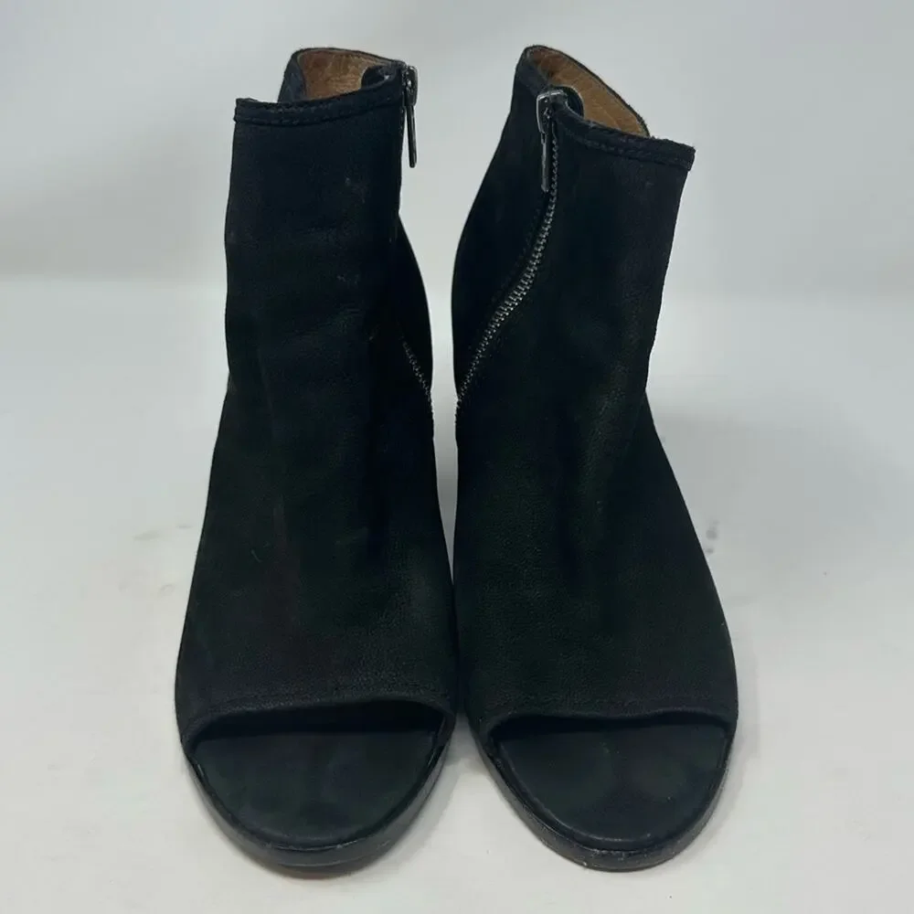 Frye Danica Chelsea Peep Toe Boot - Black Leather Heeled Size 9 Womens Shoes